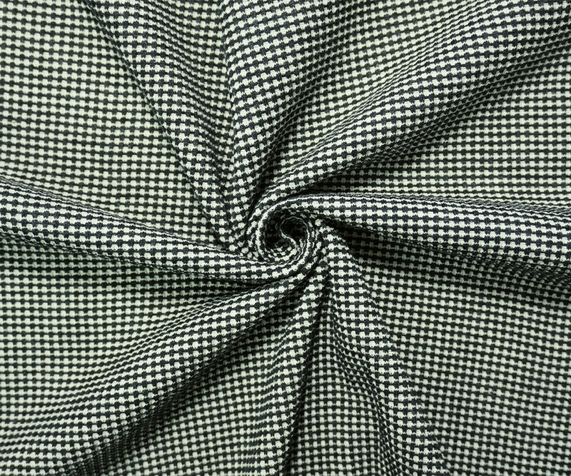 Black-White Poly Blend Stretch Texture Double Knit Fabric
