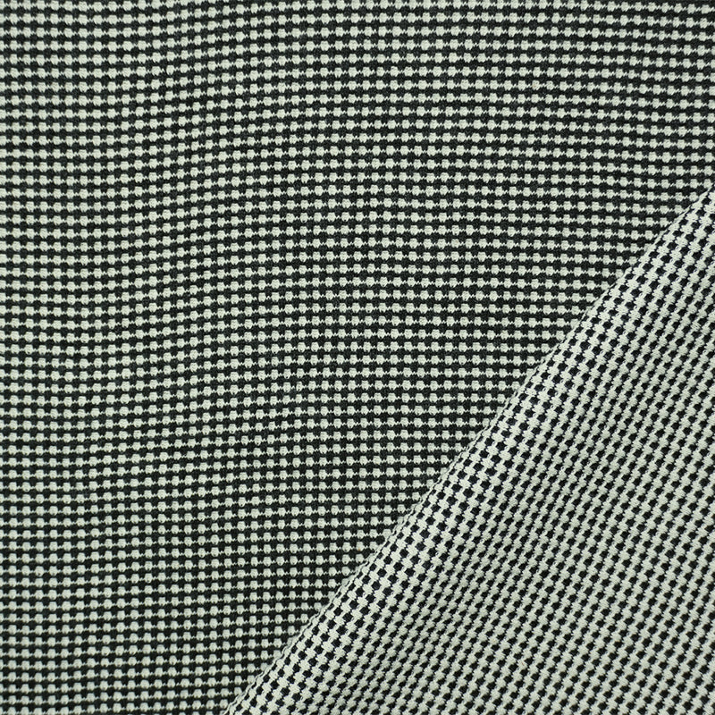 Black-White Poly Blend Stretch Texture Double Knit Fabric