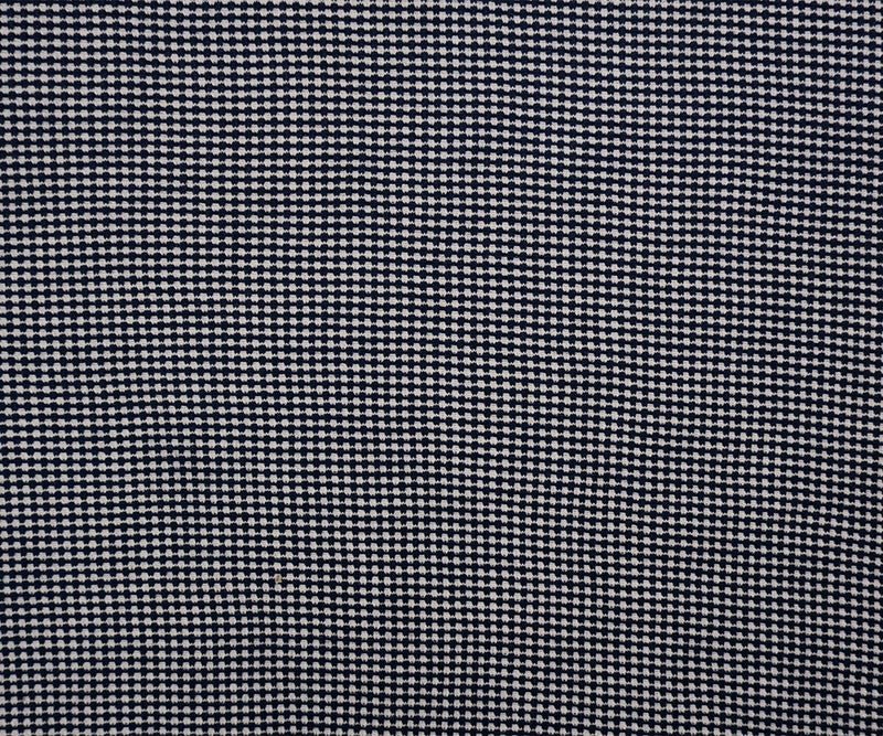 Deep Navy-White Poly Blend Stretch Texture Double Knit Fabric