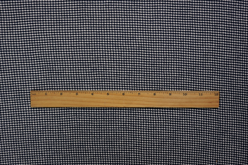 Deep Navy-White Poly Blend Stretch Texture Double Knit Fabric