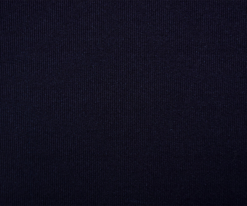 Deep Navy Blue Cotton Spandex Stretch Solid 2x2 Rib Knit Fabric