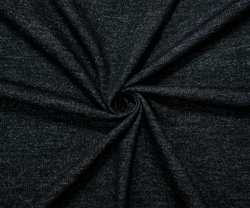 Black-White Poly Cotton French Terry Knit Fabric