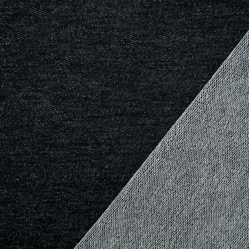 Black-White Poly Cotton French Terry Knit Fabric