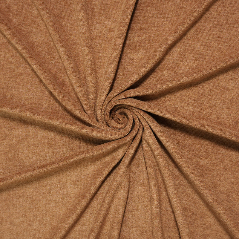 Brown Poly Spandex Stretch Solid Baby French Terry Knit Fabric