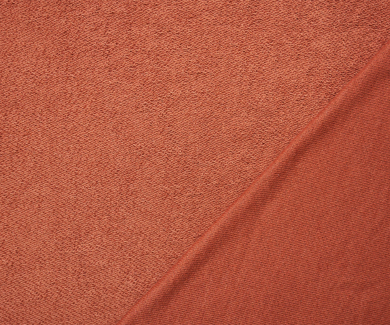 Coral Orange Poly Blend Stretch Solid Terry Knit Fabric