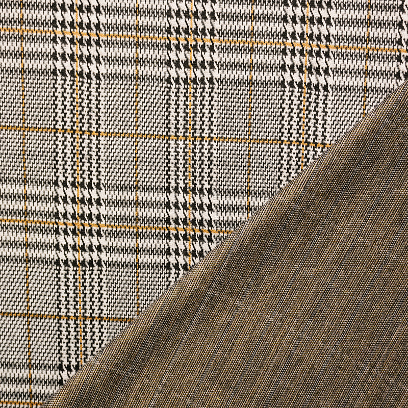 Black-Yellow Polyester Plaid Double Jacquard Knit Fabric