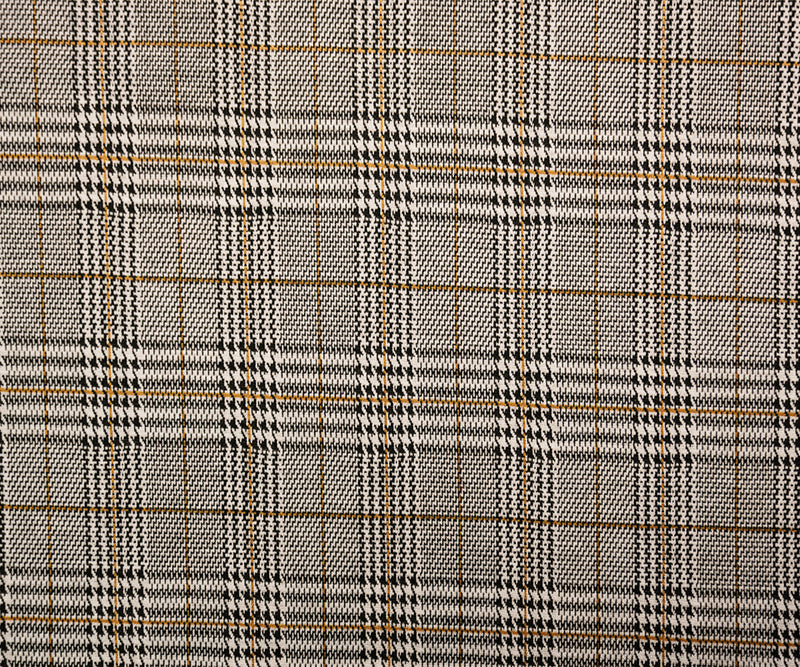 Black-Yellow Polyester Plaid Double Jacquard Knit Fabric