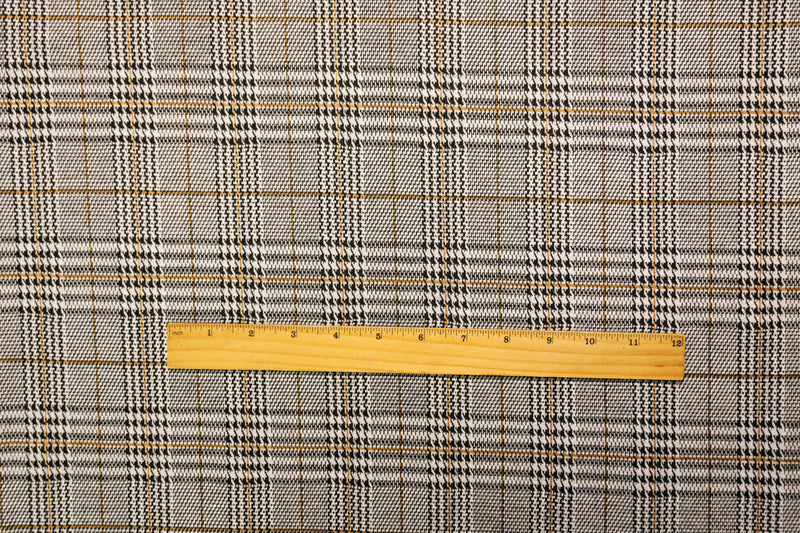Black-Yellow Polyester Plaid Double Jacquard Knit Fabric