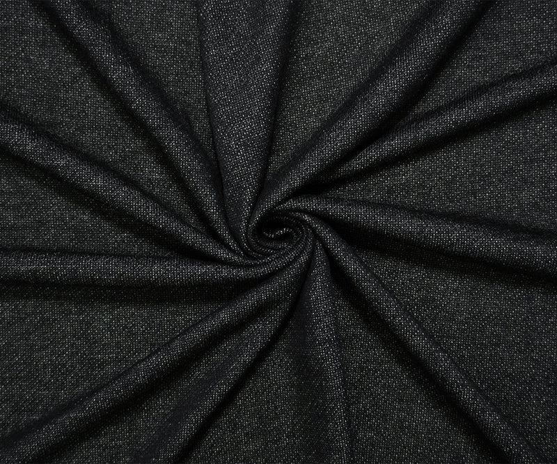 Black-White Poly Cotton French Terry Knit Fabric