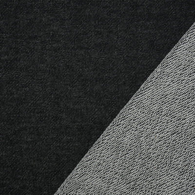 Black-White Poly Cotton French Terry Knit Fabric