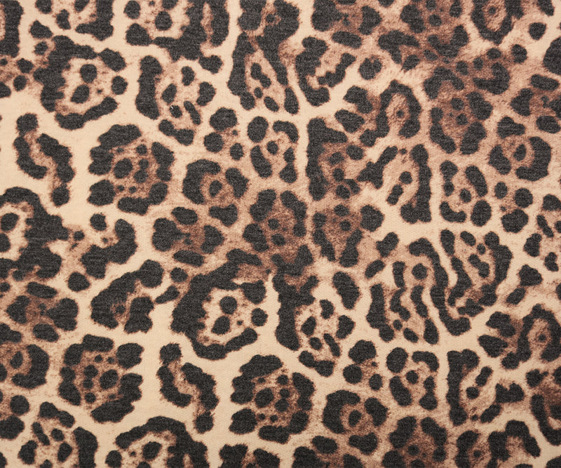 Black-Brown-Multi Poly Blend Leopard French Terry Knit Fabric
