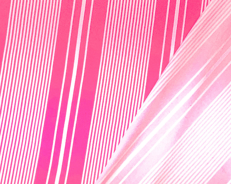 Neon Pink-White Poly Spandex Stretch Stripe Print DB Jersey Knit Fabric