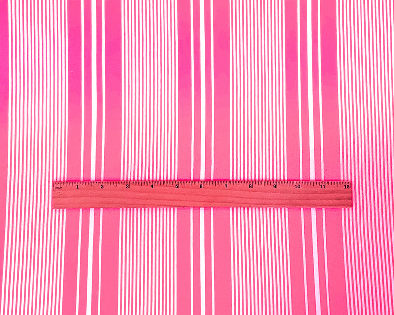 Neon Pink-White Poly Spandex Stretch Stripe Print DB Jersey Knit Fabric