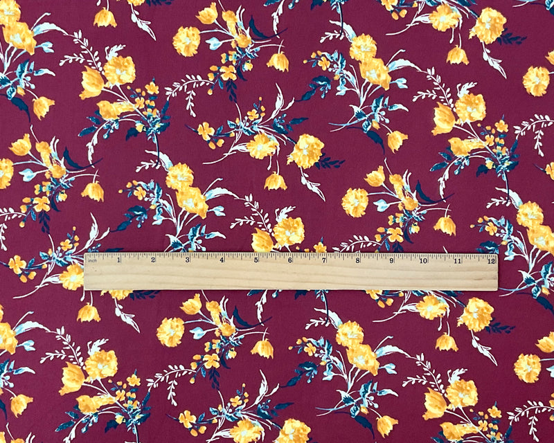 Red-Multi Poly Spandex Stretch Floral Print DB Jersey Knit Fabric