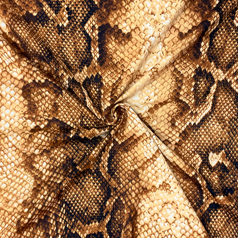 Brown-Multi Poly Spandex Stretch Reptile Print DB Jersey Knit Fabric