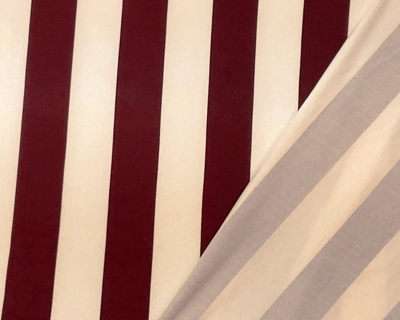 Brown-Off-White Poly Spandex Stretch Stripe Print DB Jersey Knit Fabric