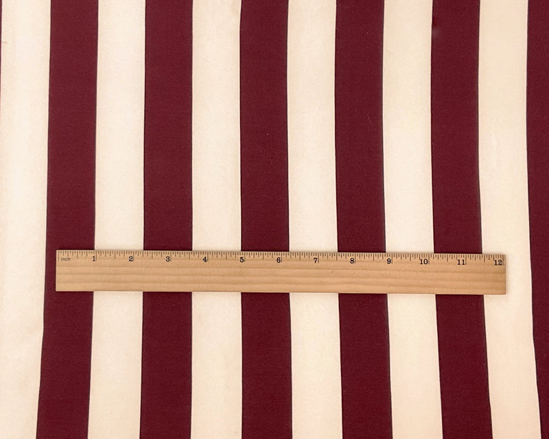 Brown-Off-White Poly Spandex Stretch Stripe Print DB Jersey Knit Fabric