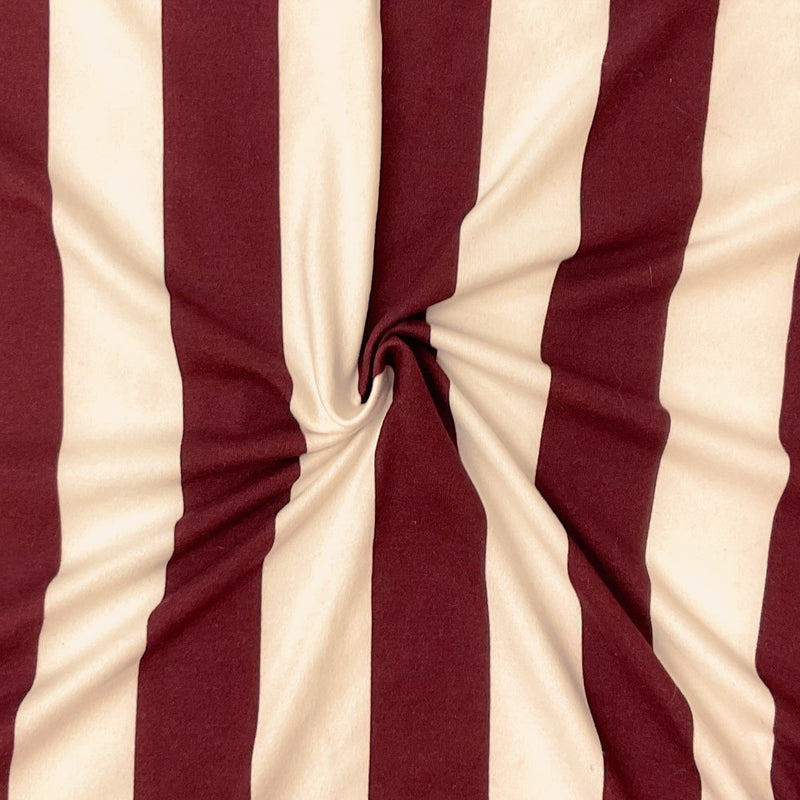 Brown-Off-White Poly Spandex Stretch Stripe Print DB Jersey Knit Fabric
