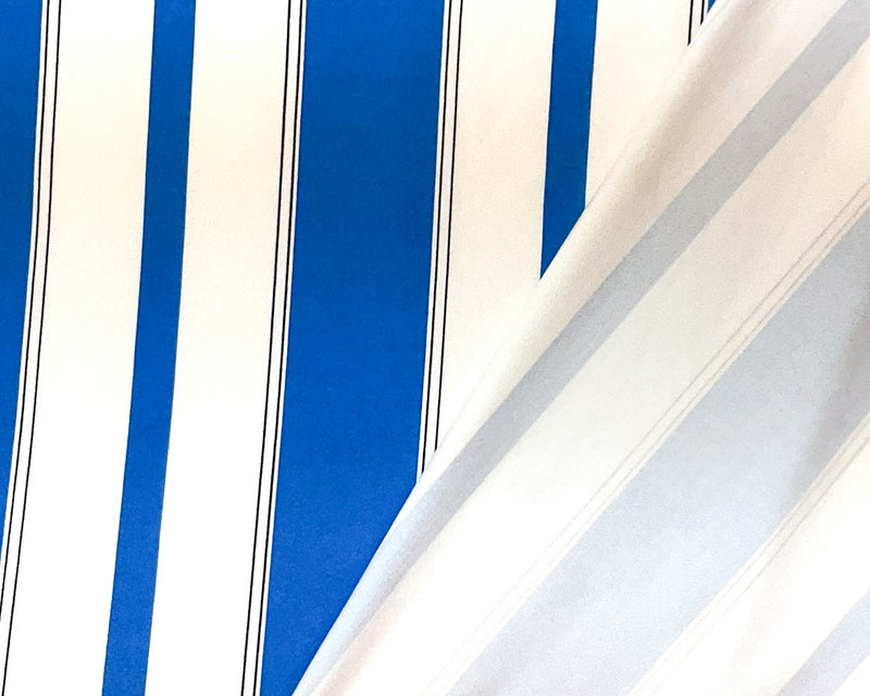 Blue-White Poly Spandex Stretch Vertical Stripe Print DB Jersey Knit Fabric