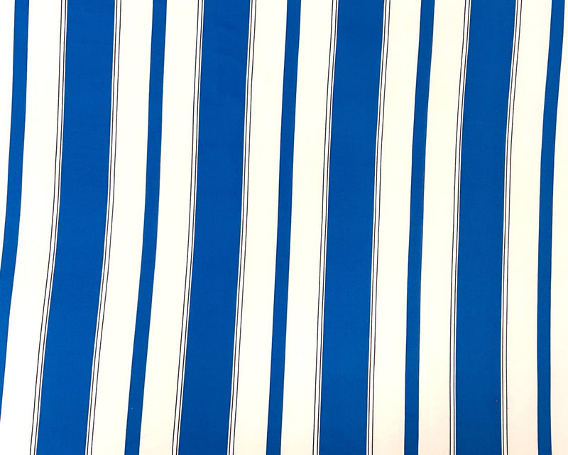 Blue-White Poly Spandex Stretch Vertical Stripe Print DB Jersey Knit Fabric