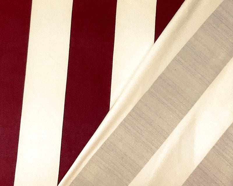 1 3/4 YD PC-Maroon Red-Ivory Poly Spandex Stretch Stripe Print DB Jersey Knit Fabric