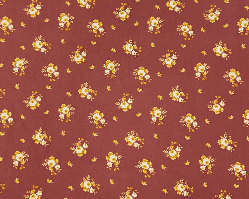 2 1/8 YD PC-Red-Multi Poly Spandex Stretch Floral Print DB Jersey Knit Fabric