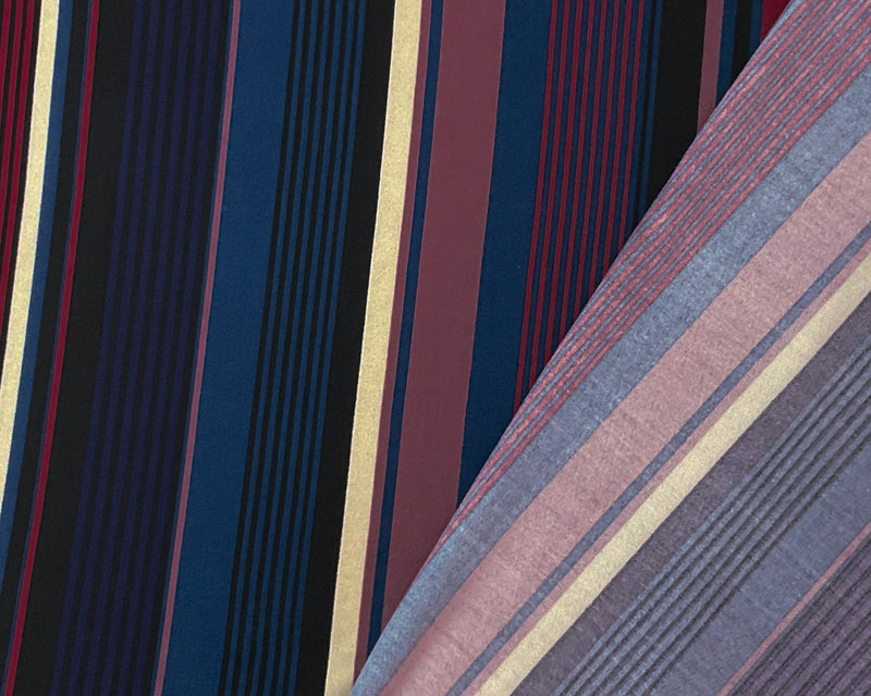 Burgundy Red-Multi Poly Spandex Stretch Stripe Print DB Jersey Knit Fabric