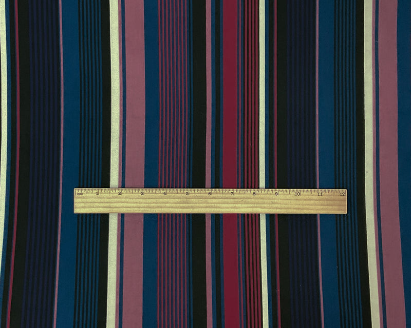 Burgundy Red-Multi Poly Spandex Stretch Stripe Print DB Jersey Knit Fabric