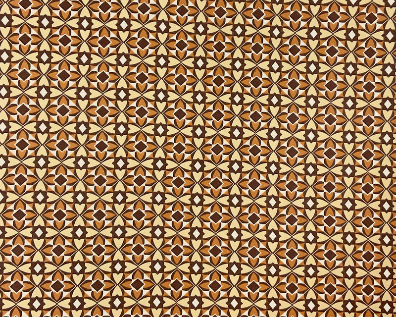 Brown-Beige Poly Spandex Stretch Flower Diamond Print DB Jersey Knit Fabric
