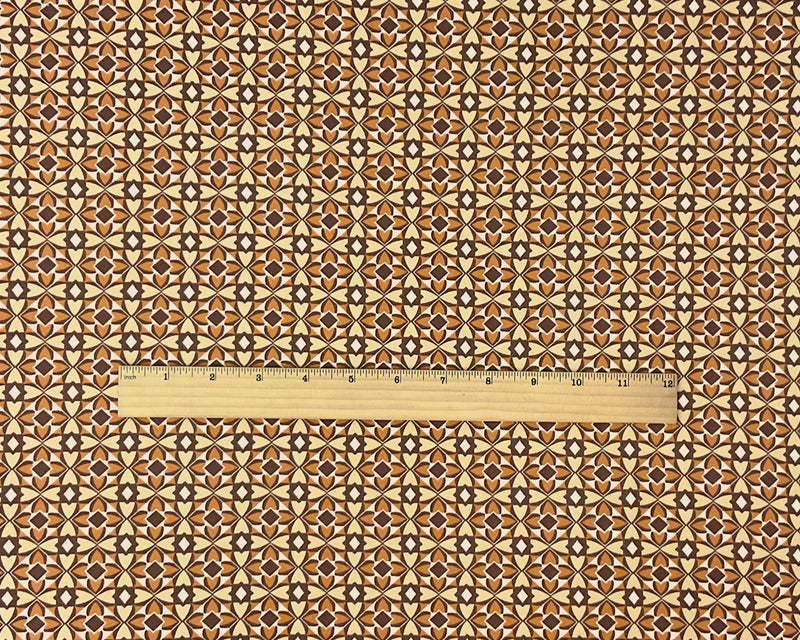 Brown-Beige Poly Spandex Stretch Flower Diamond Print DB Jersey Knit Fabric