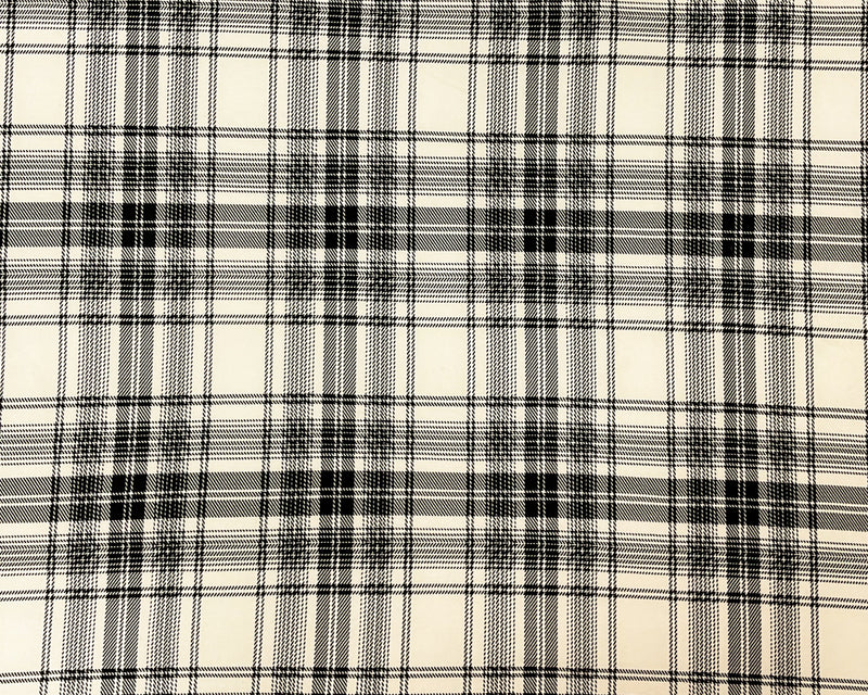 Black-White Poly Spandex Stretch Plaid Print DB Jersey Knit Fabric