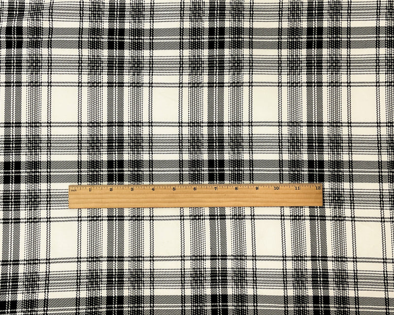Black-White Poly Spandex Stretch Plaid Print DB Jersey Knit Fabric
