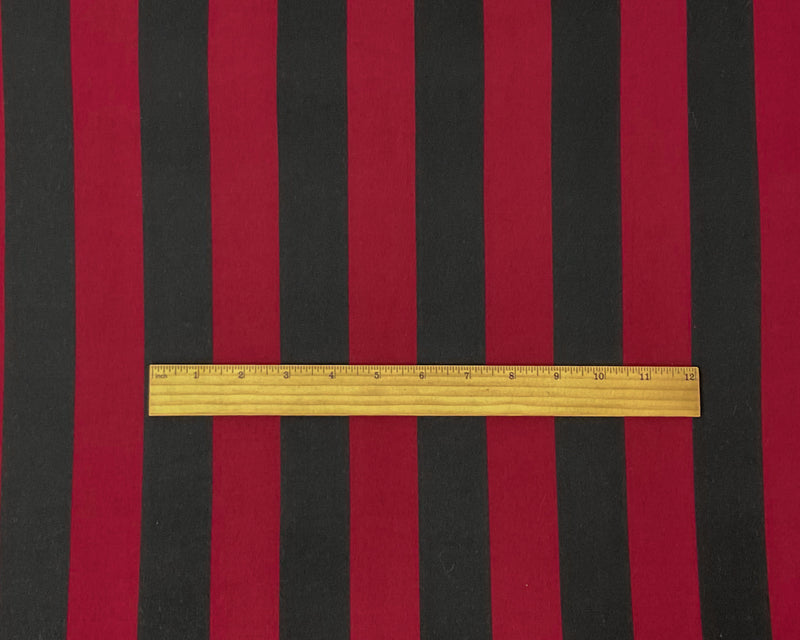 Burgundy-Black Poly Stretch Spandex Vertical Stripe Print DB Jersey Knit Fabric