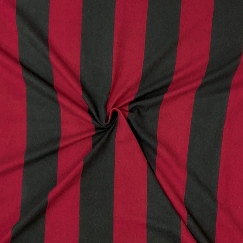 Burgundy-Black Poly Stretch Spandex Vertical Stripe Print DB Jersey Knit Fabric