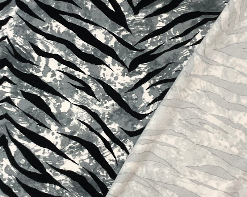 3 YD PC-Gray-Multi Poly Stretch Spandex Abstract Stripe Print DB Jersey Knit Fabric