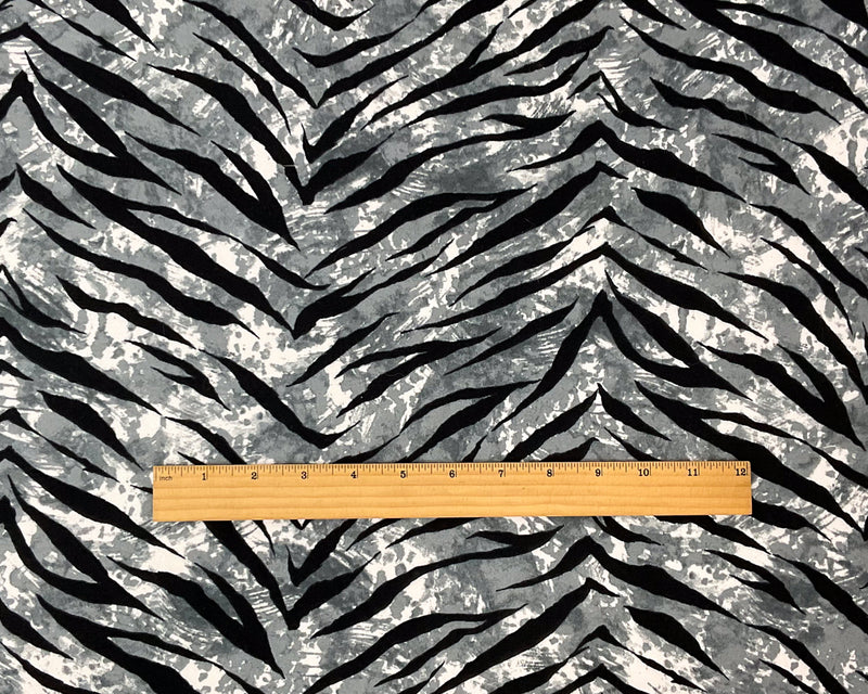 3 YD PC-Gray-Multi Poly Stretch Spandex Abstract Stripe Print DB Jersey Knit Fabric