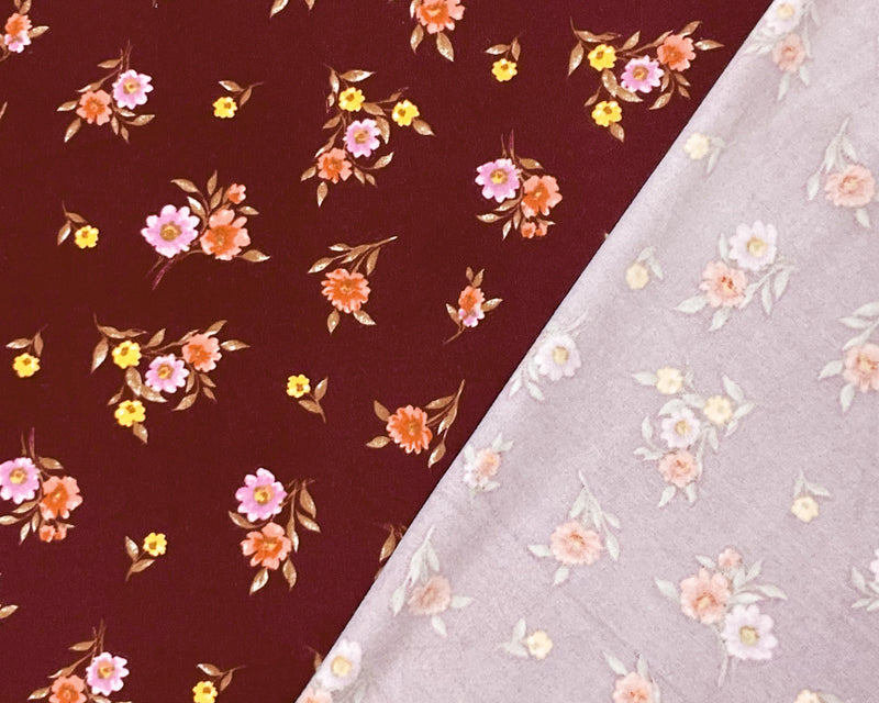 Red-Multi Poly Stretch Spandex Floral Print DB Jersey Knit Fabric