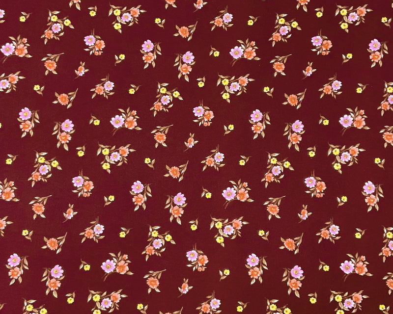 Red-Multi Poly Stretch Spandex Floral Print DB Jersey Knit Fabric