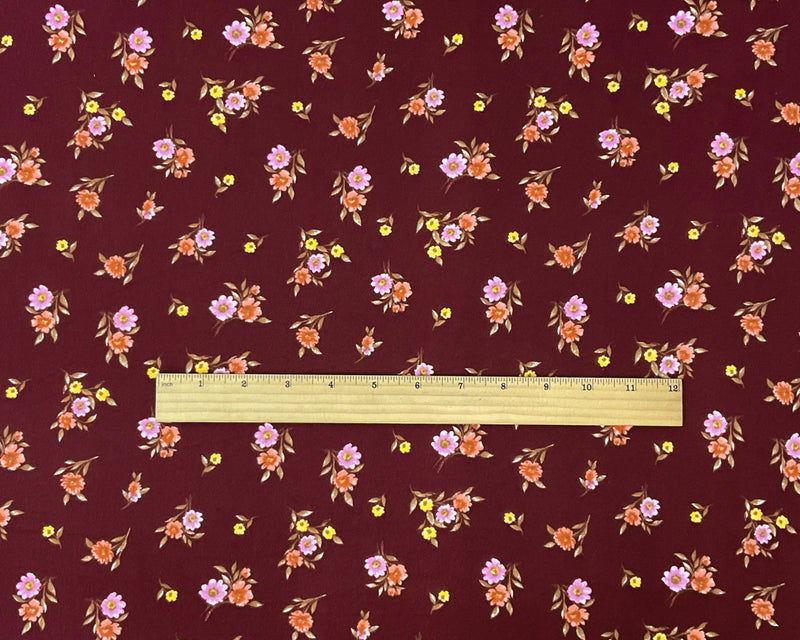 Red-Multi Poly Stretch Spandex Floral Print DB Jersey Knit Fabric