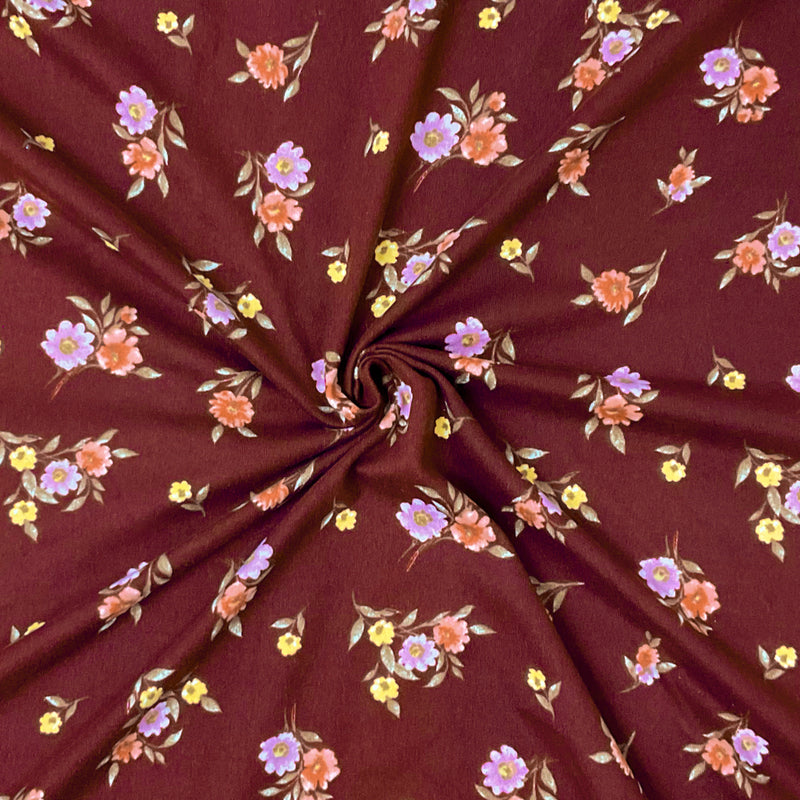Red-Multi Poly Stretch Spandex Floral Print DB Jersey Knit Fabric