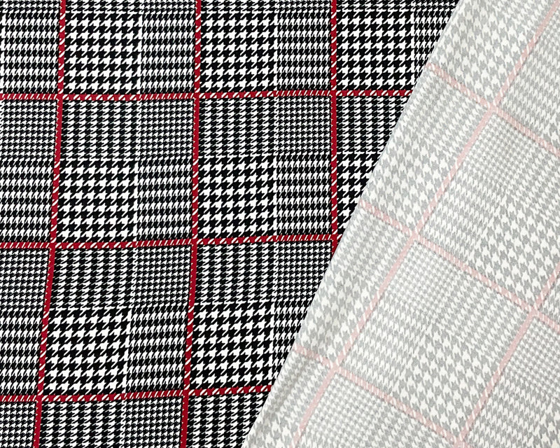 2 3/8 YD PC-Black-Multi Poly Spandex Stretch Houndstooth Print DB Jersey Knit Fabric