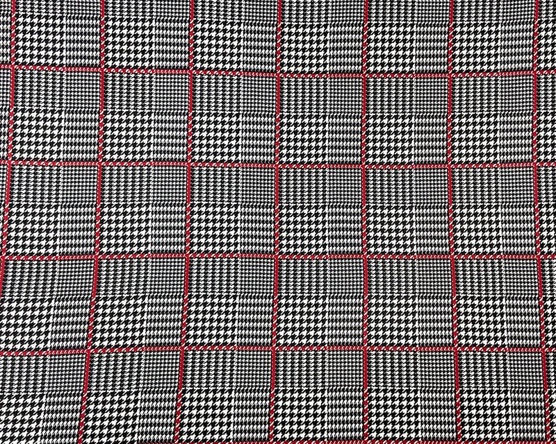2 3/8 YD PC-Black-Multi Poly Spandex Stretch Houndstooth Print DB Jersey Knit Fabric