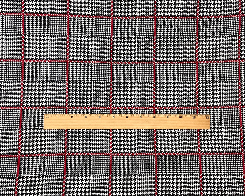 2 3/8 YD PC-Black-Multi Poly Spandex Stretch Houndstooth Print DB Jersey Knit Fabric