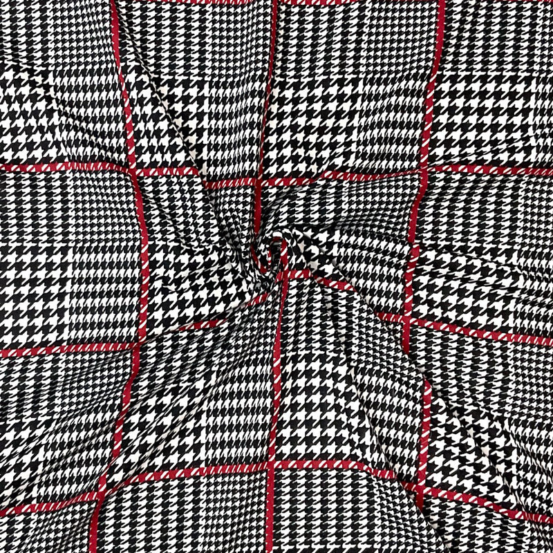 2 3/8 YD PC-Black-Multi Poly Spandex Stretch Houndstooth Print DB Jersey Knit Fabric