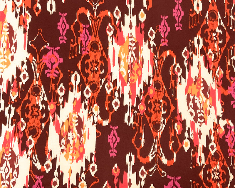 Brown-Multi Poly Spandex Stretch Abstract Print DB Jersey Knit Fabric