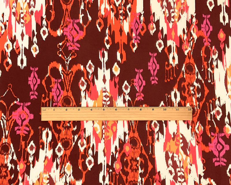 Brown-Multi Poly Spandex Stretch Abstract Print DB Jersey Knit Fabric