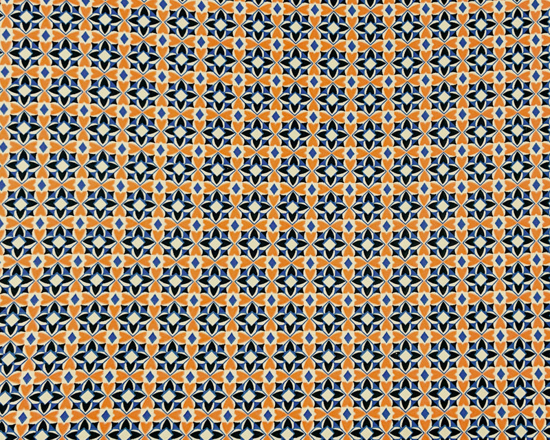 3 1/2 YD PC-Orange-Multi Poly Stretch Spandex Floral Tile Print DB Jersey Knit Fabric