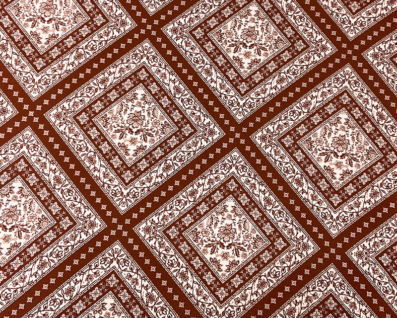 Brown Poly Stretch Spandex Floral Diamond Print DB Jersey Knit Fabric