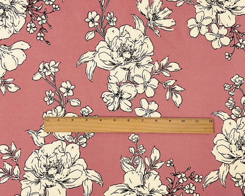 Pink-Multi Poly Spandex Stretch Floral Print Double Brush Jersey Knit Fabric