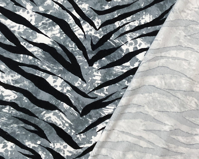 Gray-Multi Poly Stretch Tiger Print DB Jersey Knit Fabric
